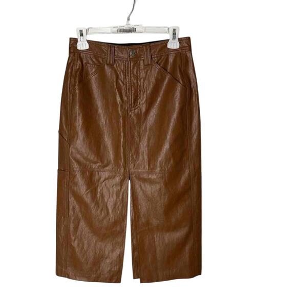 A.L.C. Vegan  Leather Pencil Skirt – Chocolate Brown Size 2 NWT - Picture 1 of 6
